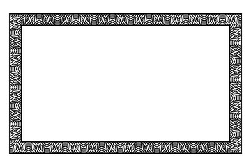 Ethnic frame for your text. Empty space. Black and white illustration