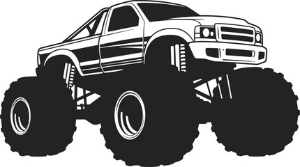 monster truck illustration with large wheels on transparent background silhouette © AL-AMIN