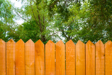 closeup wooden fence in the park