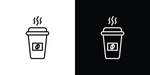 coffee cup icons. Stroke line art icons