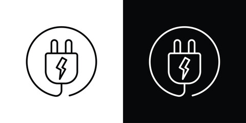 Plug icons. Stroke line art icons