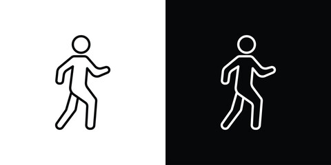 Pedestrian icons. Stroke line art icons