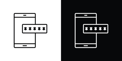 Otp sms password icons. Stroke line art icons