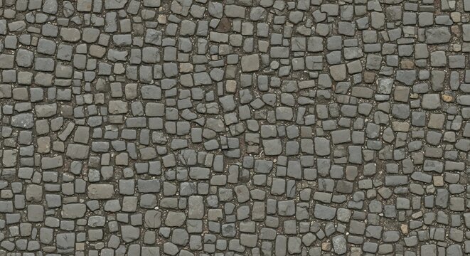 Fototapeta Gray Cobblestone Road Texture Seamless Rough Stone Pavement