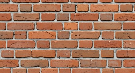 Obraz premium Detailed Red Brick Wall Texture with Gray Mortar Pattern for Background