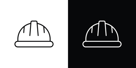 Hard hat icons. Stroke line art icons