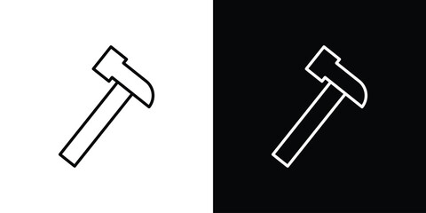 Hammer icons. Stroke line art icons