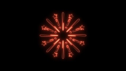 Red neon fireworks animation on black background festive celebration design element - Powered by Adobe