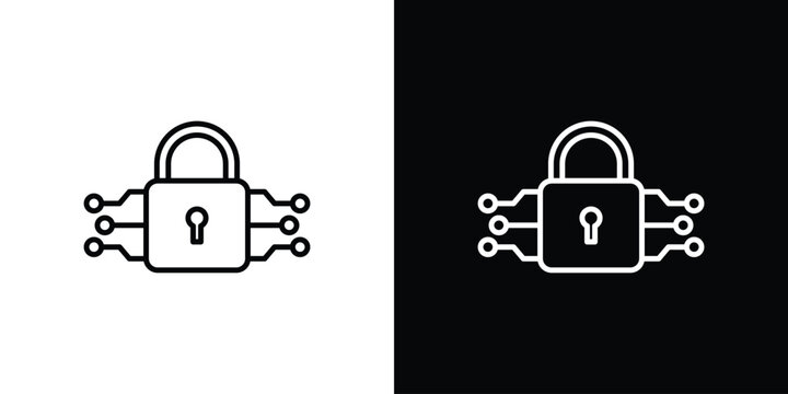 Encryption icons. Stroke line art icons