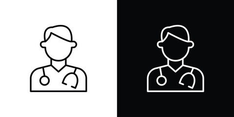 Doctor icons. Stroke line art icons