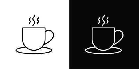 Coffee icons. Stroke line art icons