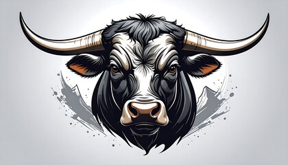 Powerful bull head illustration