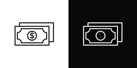 Cash icons. Stroke line art icons