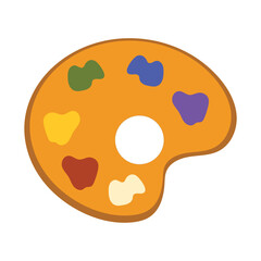 Paint Palette Icon: A colorful artist palette with paint spots, representing creativity, art, painting, design, and drawing concepts for education and graphic projects.