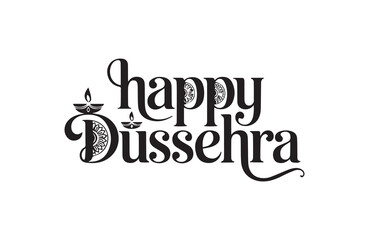 Happy Dussehra lettering design for festive wishes