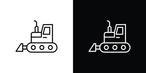 Bulldozer icons. Stroke line art icons © Franklin