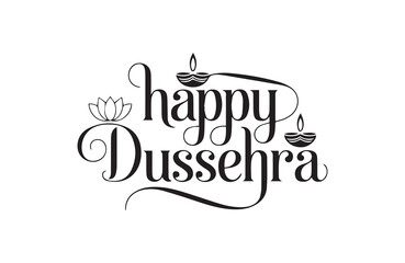 Happy Dussehra lettering design for festive wishes
