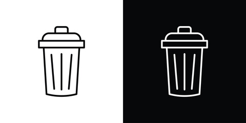 Bin icons. Stroke line art icons