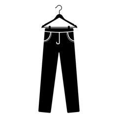 Silhouette of trousers hanging on a hanger