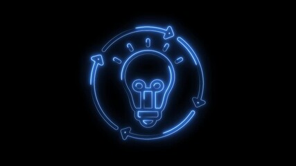 Glowing lightbulb with circular arrow animation for innovation and idea generation concept - Powered by Adobe