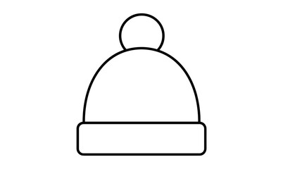 Fototapeta premium Minimalist linear winter hat with pom pom
