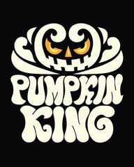 Retro Halloween Tee Design with Spooky Pumpkin Face and 