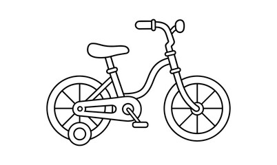Fototapeta premium Outline drawing of a tricycle with training wheels