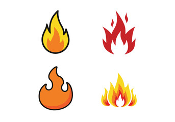 Collection of four fiery flames animated icons representing heat and energy vector