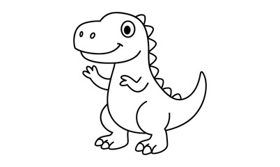 Obraz premium Cute dinosaur outline for coloring: fun, friendly, kid-friendly design