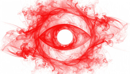 PNG of red smoke forming a swirling eye shape, symbolic of perception and mystery, perfect for Halloween designs, overlays, and creative projects with transparent smoke effects