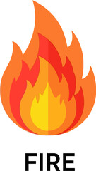 Vibrant red orange flame icon representing heat energy and intensity vector