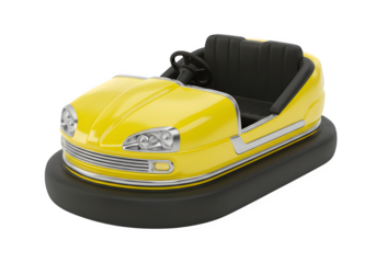 Exciting bumper car ride experience at amusement park fun environment isolated on white or transparent background. PNG