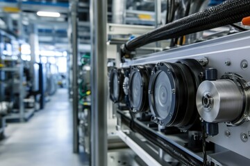 Fototapeta premium Industrial machinery highlighting precision engineering and advanced manufacturing tech