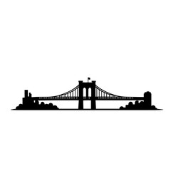 Obraz premium Black and white vector silhouette of bridge on white background 