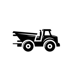 Black and white vector silhouette of truck on white background 