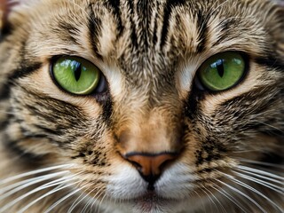 Beautiful Domestic Cat Portrait with Green Eyes