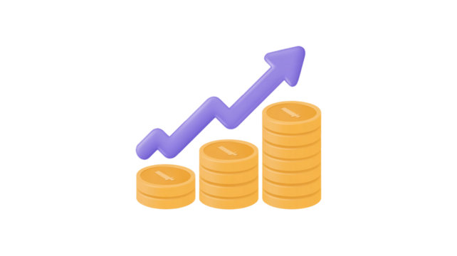 business graph with arrow 3d icon