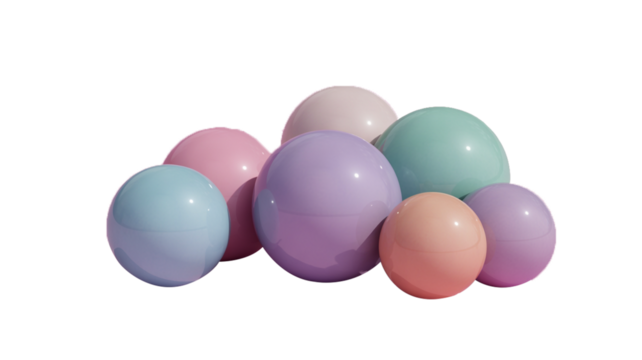 Pink glossy bubbles. Background with realistic balls. Abstract minimal design. Vector illustration