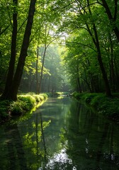 Obraz premium Emerald Stream's Embrace