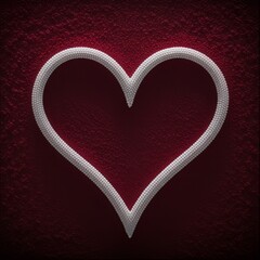 Love Heart Outline Print – Minimalist White on Burgundy Textured Background, Romantic Wall Art, Valentine’s Day Digital Poster, Modern Symbol of Love