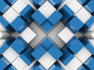 Futuristic Cube Wall Art – Abstract Blue White 3D Geometric Pattern Poster, Digital Download Minimalist Artwork, Modern Contemporary Home or Office Decor