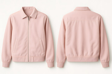 Light Pink Pastel Jacket Mockup – Front and Back View on White Background