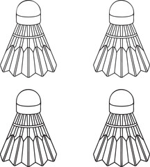 Set of Shuttlecock Outline vector illustration isolated On Transparent Background