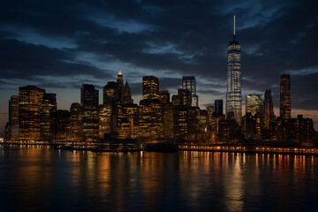 Obraz premium new york city skyline at night