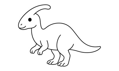 Fototapeta premium Cute dinosaur outline art: simple parasaurolophus for kids