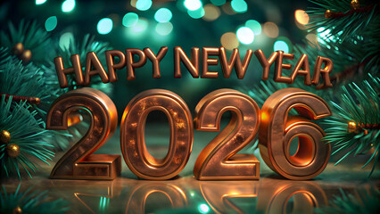 Golden happy new year twenty six celebration image