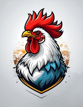 Rooster portrait with stylized design