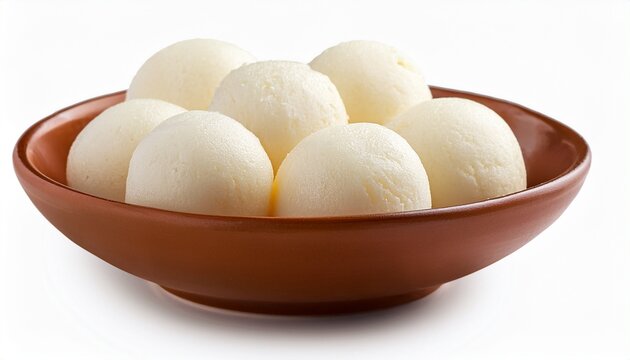 bengali sweet rasgulla on a bowl isolated on a white background