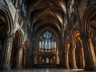 Fototapeta premium Historic Gothic Stone Cathedral with Ornate Architecture