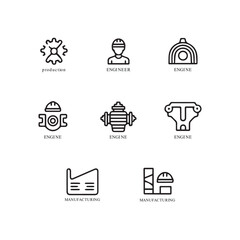 Clean Vector Icon Set, Industrial Engineering and Production